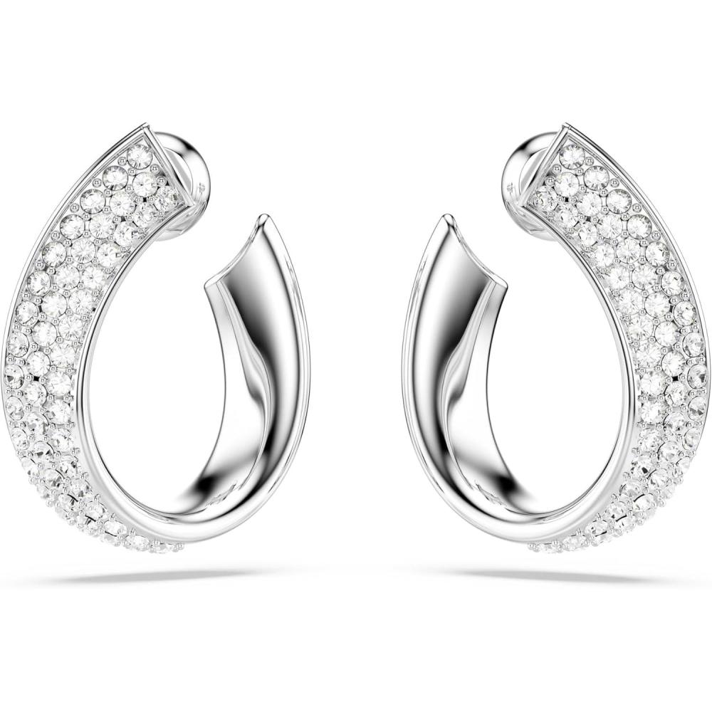 imageSwarovski Exist Crystal Earring and Necklace Jewelry Collection Clear CrystalsMini Hoop Earrings  Rhodium Finish