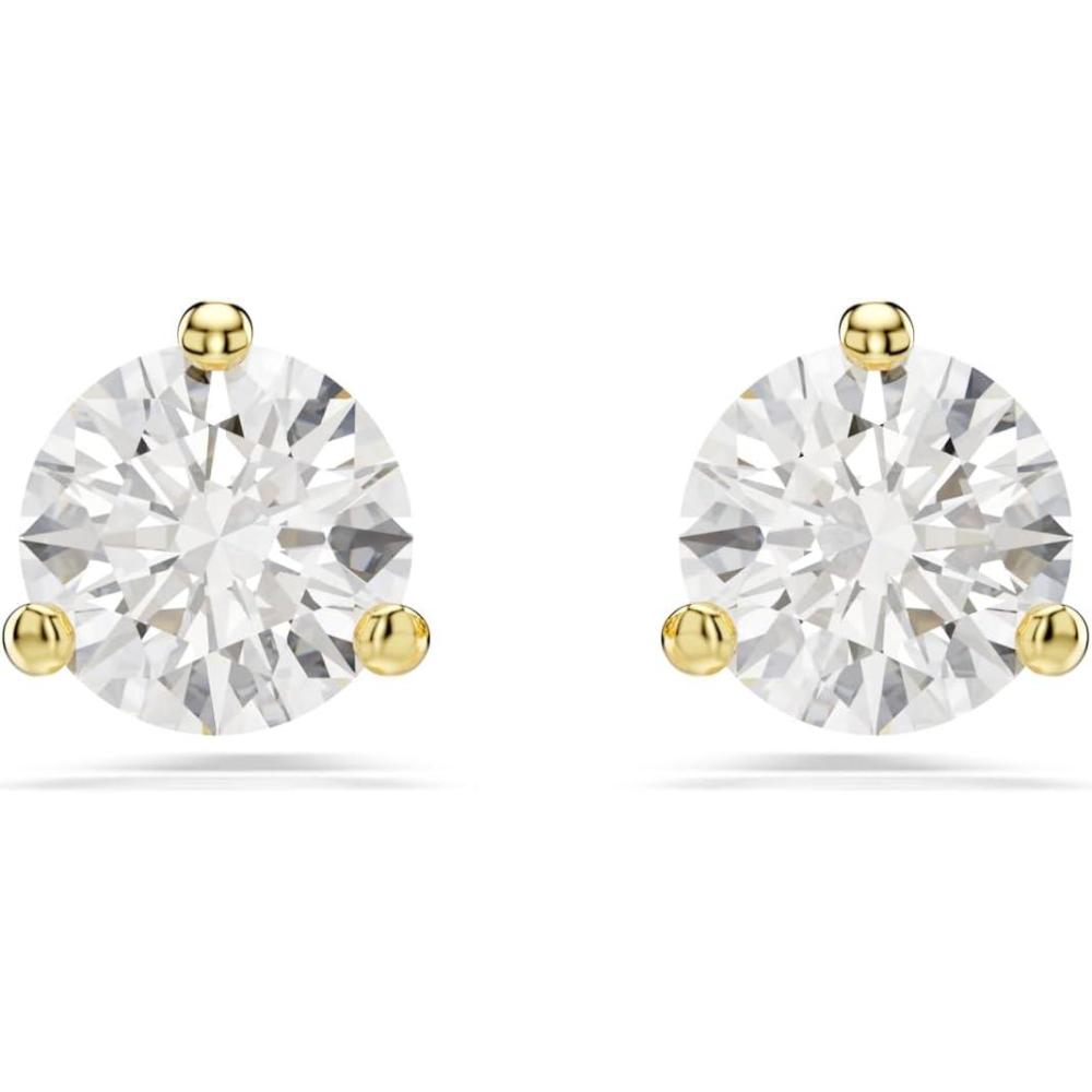 imageSwarovski Solitaire stud earrings Round cut clear Goldtone finish