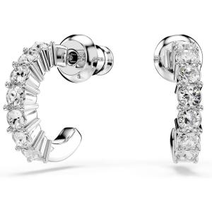 Swarovski Mini Hoop hoop earrings, Round cut, clear, Rhodium finish