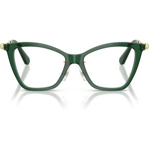 Swarovski Women’s Sk2051f Low Bridge Fit Cat Eye Prescription Eyewear Frames(Transparent Green/Demo Lens)