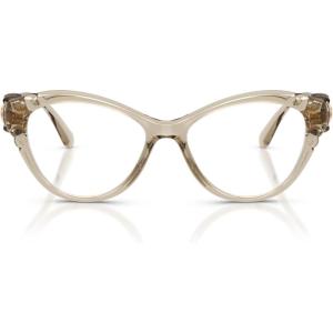 Swarovski womens Sk2057 Cat Eye Prescription Eyewear Frames(Transparent Beige/Demo Lens)