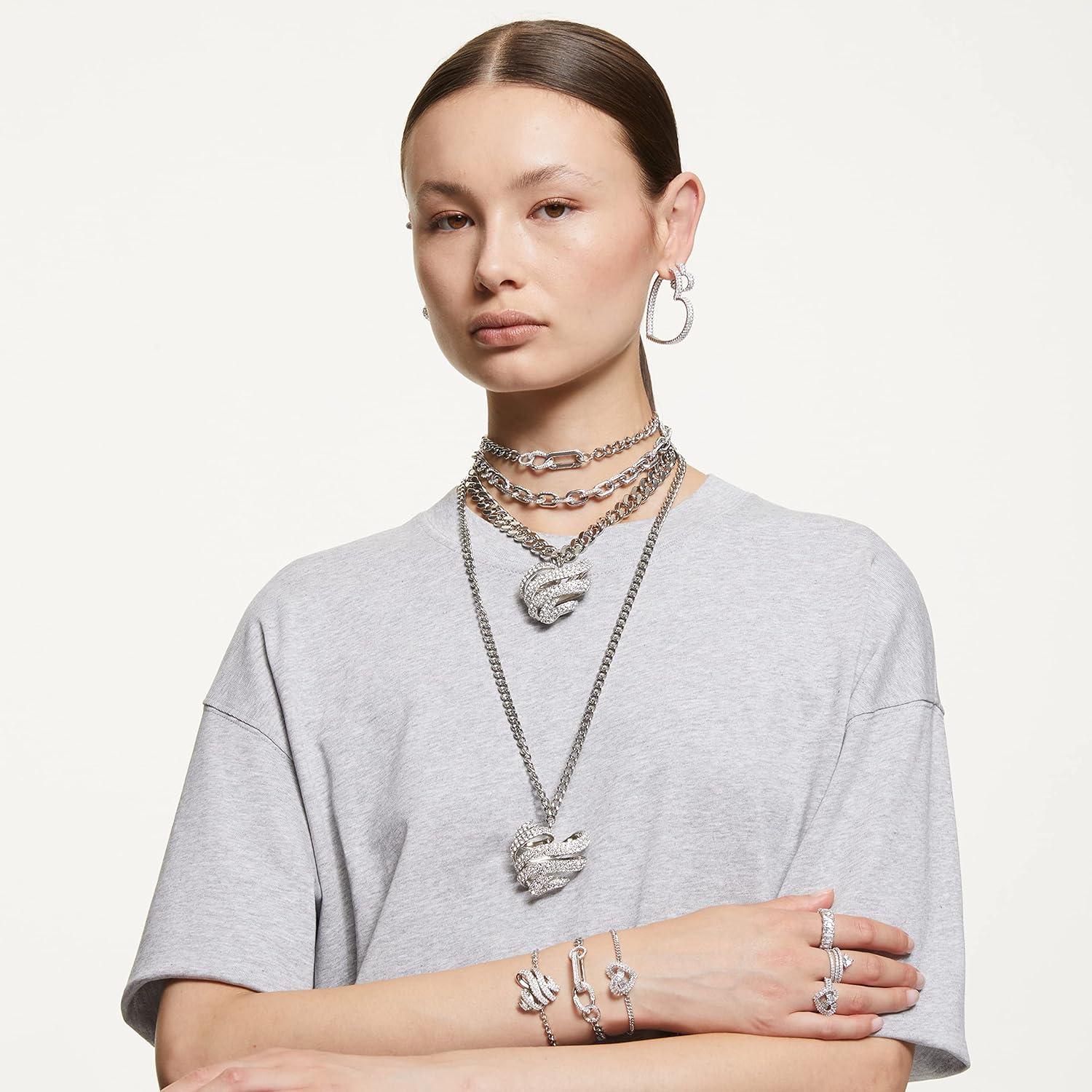 imageSWAROVSKI Matrix cocktail ring Mixed cuts Heart White Rhodium FinishEU 60 US 875