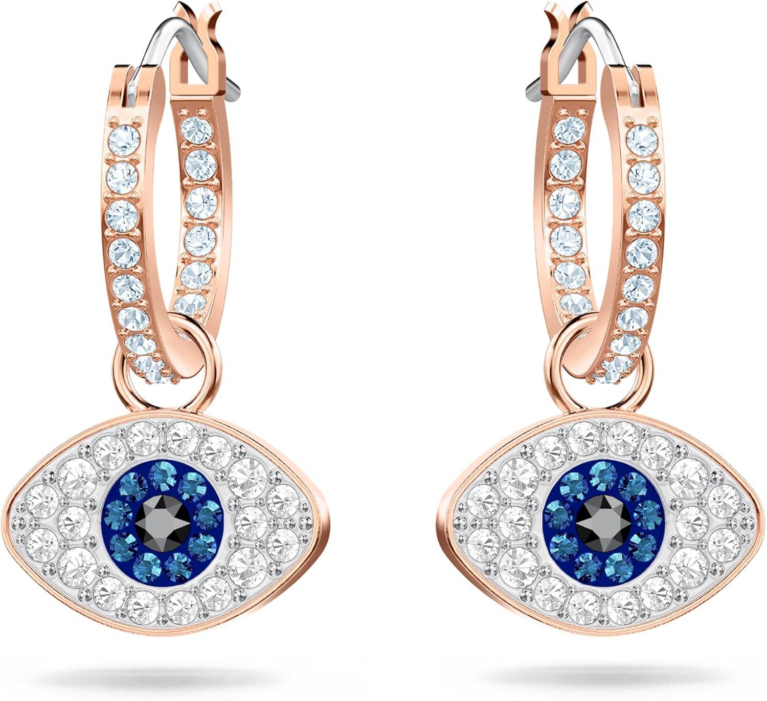 imageSWAROVSKI Womens Symbolica Evil Eye Hoop Pierced Earrings Multicolored Rosegold tone finished