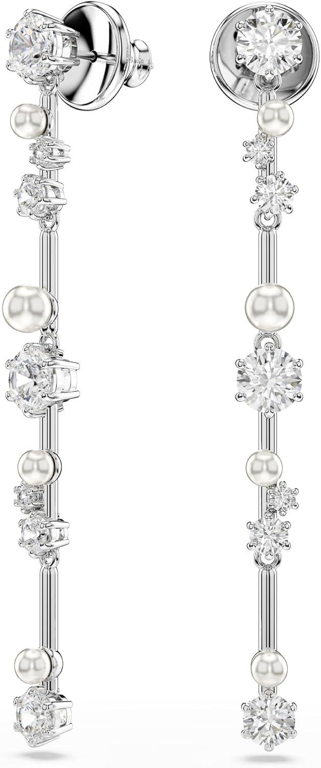 imageSwarovski Constella Crystal and Pearl Jewelry Collection Rhodium FinishEarrings