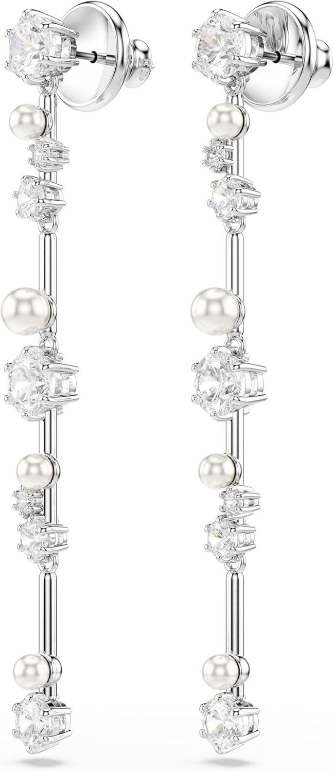 imageSwarovski Constella Crystal and Pearl Jewelry Collection Rhodium FinishEarrings