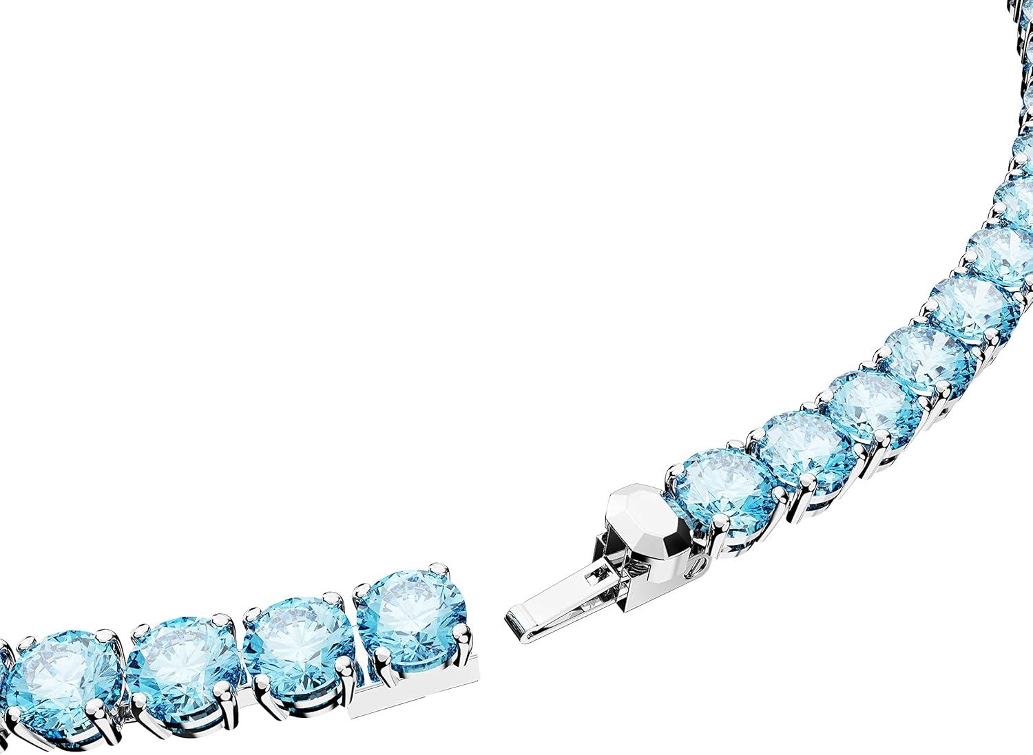 imageSwarovski Matrix Tennis Necklace with Bright Blue Crystals on a Rhodium Finished SettingBlue Crystal Rhodium Finish