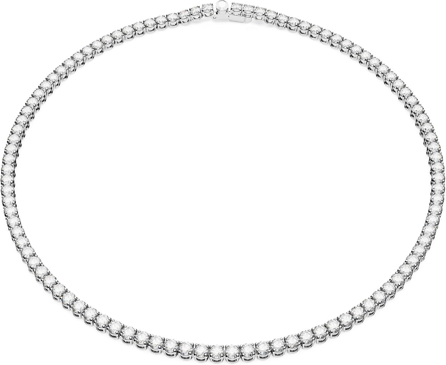 imageSwarovski Matrix Tennis Necklace with Bright Blue Crystals on a Rhodium Finished SettingClear Crystal Rhodium Finish