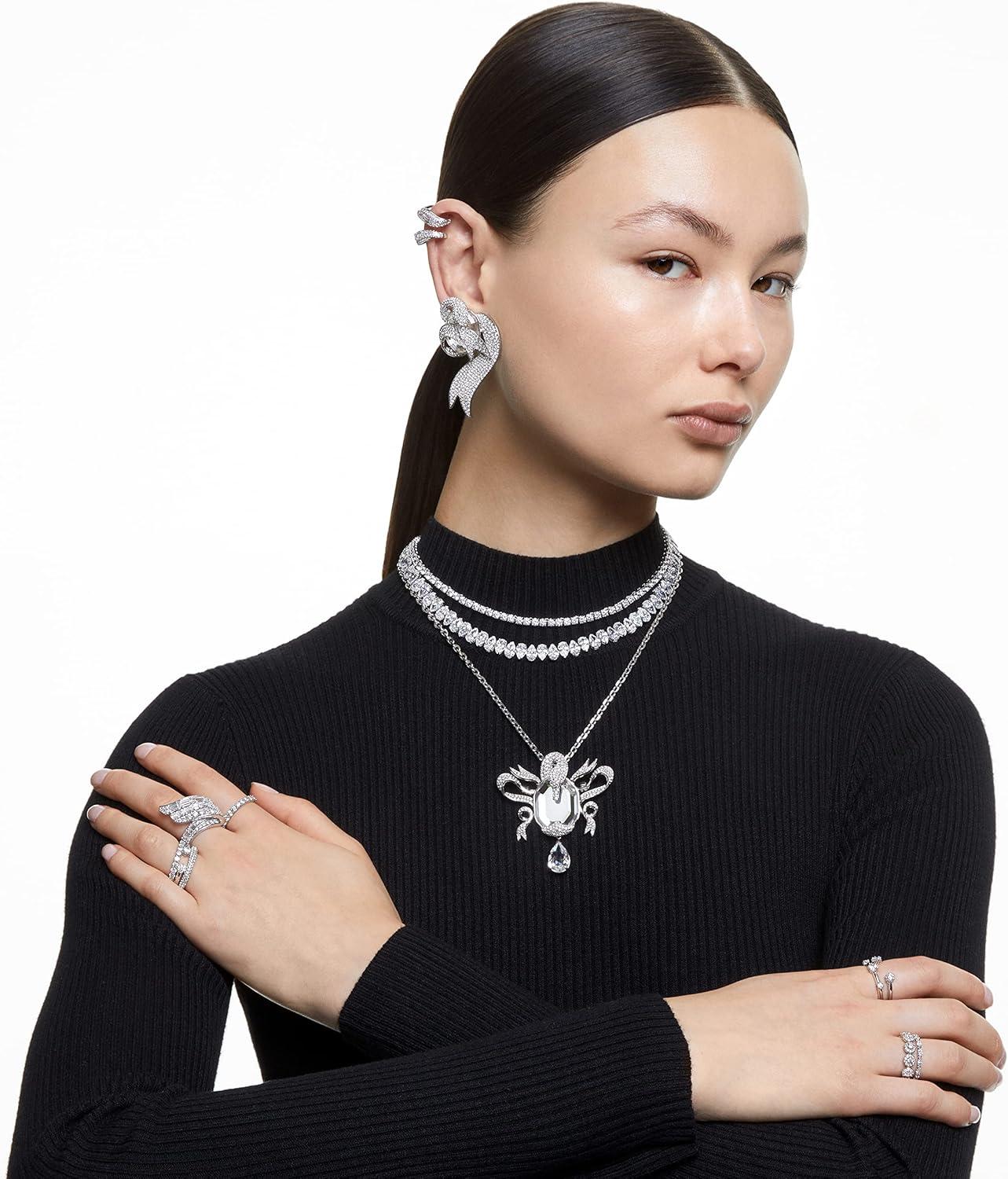 imageSwarovski Matrix Tennis Necklace with Bright Blue Crystals on a Rhodium Finished SettingClear Crystal Rhodium Finish