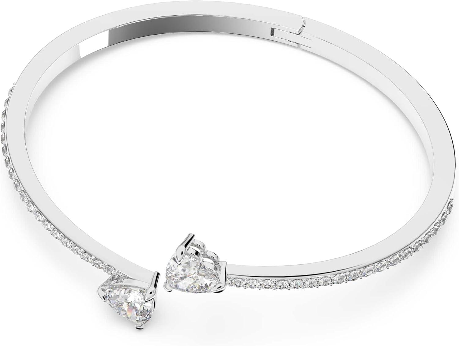 imageSwarovski Soul Heart Bangle Bracelet Collection Rhodium Finish Clear CrystalsMedium