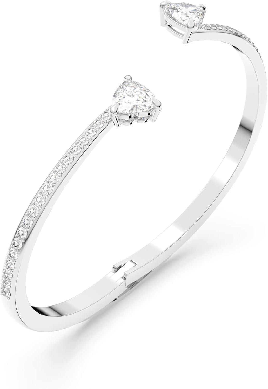 imageSwarovski Soul Heart Bangle Bracelet Collection Rhodium Finish Clear CrystalsMedium