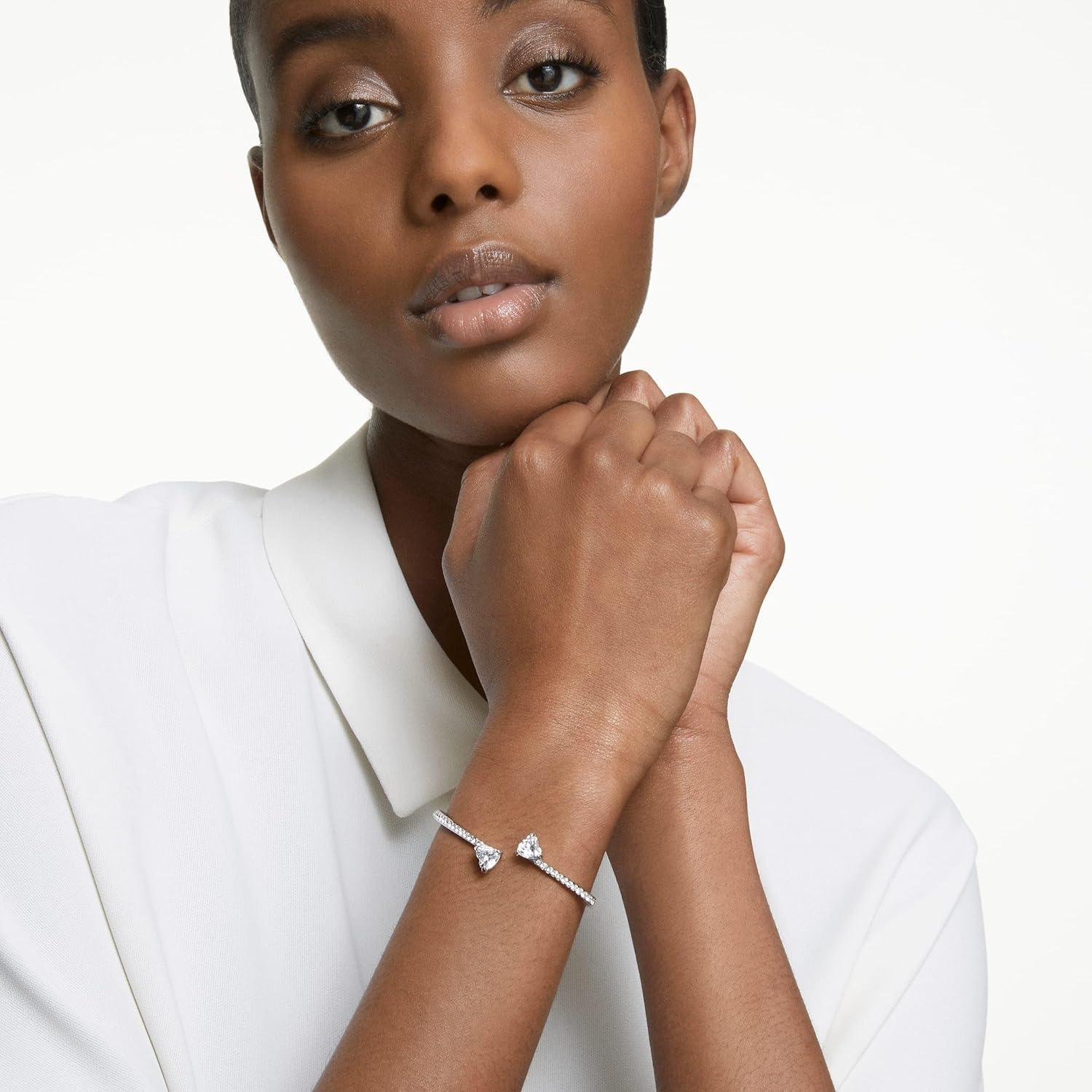 imageSwarovski Soul Heart Bangle Bracelet Collection Rhodium Finish Clear CrystalsSmall