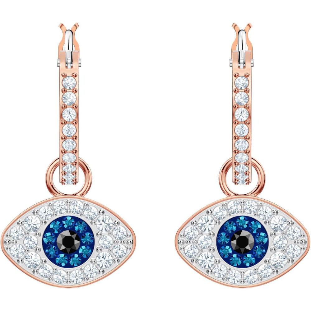 imageSWAROVSKI Womens Symbolica Evil Eye Hoop Pierced Earrings Multicolored Rosegold tone finished