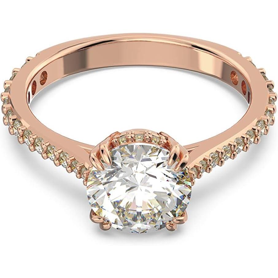 imageSwarovski Constella Cocktail Ring Jewelry Collection Princess Cut Clear CrystalsRose Gold Tone Finish