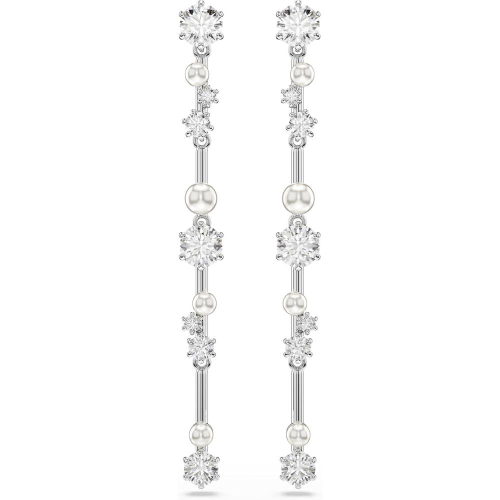 imageSwarovski Constella Crystal and Pearl Jewelry Collection Rhodium FinishEarrings
