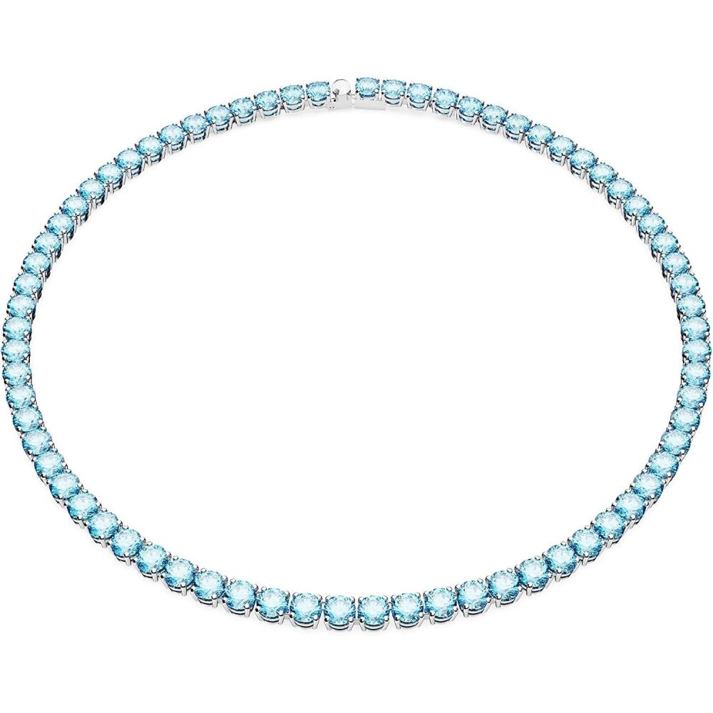 imageSwarovski Matrix Tennis Necklace with Bright Blue Crystals on a Rhodium Finished SettingBlue Crystal Rhodium Finish