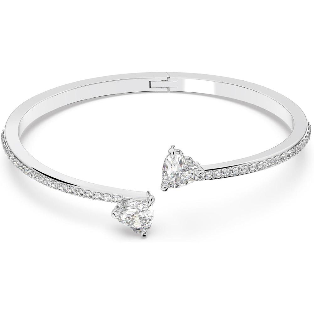 imageSwarovski Soul Heart Bangle Bracelet Collection Rhodium Finish Clear CrystalsLarge