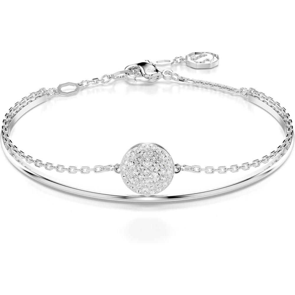 imageSwarovski Sublima Bangle Bracelet Meteor Motif with Snow Pav of Clear Round Crystals in a RhodiumFinished Setting Part of the Sublima Collection