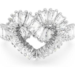 SWAROVSKI Matrix cocktail ring, Mixed cuts, Heart, White, Rhodium Finish(EU 50 (US 4.75))