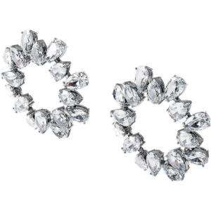 SWAROVSKI Matrix earrings, Circle, Clear, Rhodium Finish(Earrings)