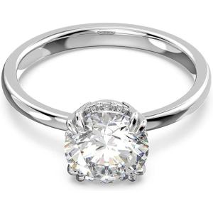 Swarovski Constella Cocktail Ring Jewelry Collection, Princess Cut, Clear Crystals(Rhodium Tone Finish)