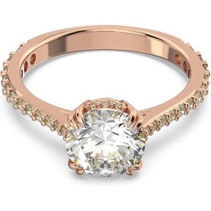 Swarovski Constella Cocktail Ring Jewelry Collection, Princess Cut, Clear Crystals(Rose Gold Tone Finish)