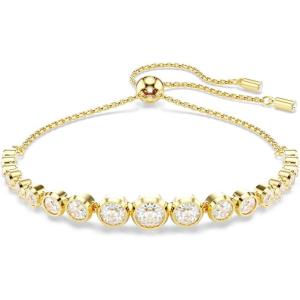 Swarovski Imber Tennis bracelet, Mixed round cuts, clear, Gold-tone finish