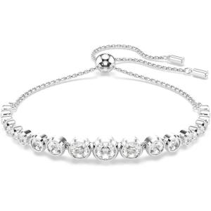 Swarovski Imber Tennis bracelet, Mixed round cuts, clear, Rhodium finish