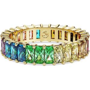 Swarovski Matrix Ring, Baguette Cut Crystal, Multicolor Crystals, Rose Gold-Tone, Gold-Tone and Rhodium Finishes(Multicolored Crystal)