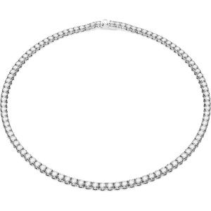 Swarovski Matrix Tennis Necklace with Bright Blue Crystals on a Rhodium Finished Setting(Clear Crystal  Rhodium Finish)