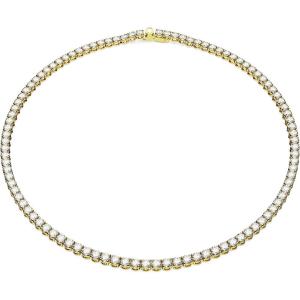 Swarovski Matrix Tennis Necklace with Bright Blue Crystals on a Rhodium Finished Setting(Clear Crystals with Gold Tone Finish)