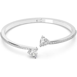 Swarovski Soul Heart Bangle Bracelet Collection, Rhodium Finish, Clear Crystals(Medium)