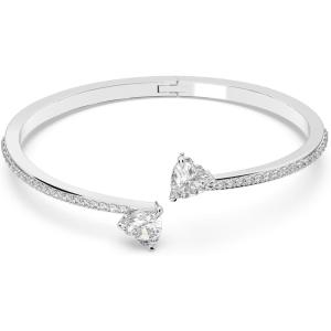 Swarovski Soul Heart Bangle Bracelet Collection, Rhodium Finish, Clear Crystals(Small)