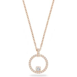 Swarovski Creativity Collection Women’s Necklace, Intertwined circle Pendant with White Crystals and Rose-Gold Tone Plated Chain