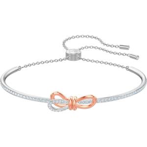 Swarovski Lifelong Bow Necklace and Bracelet Jewelry Collection, Clear Crystals, Rhodium Finish(Silver)