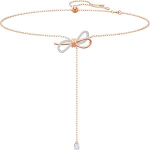 Swarovski Lifelong Bow Necklace and Bracelet Jewelry Collection, Clear Crystals, Rhodium Finish(Y Necklace)