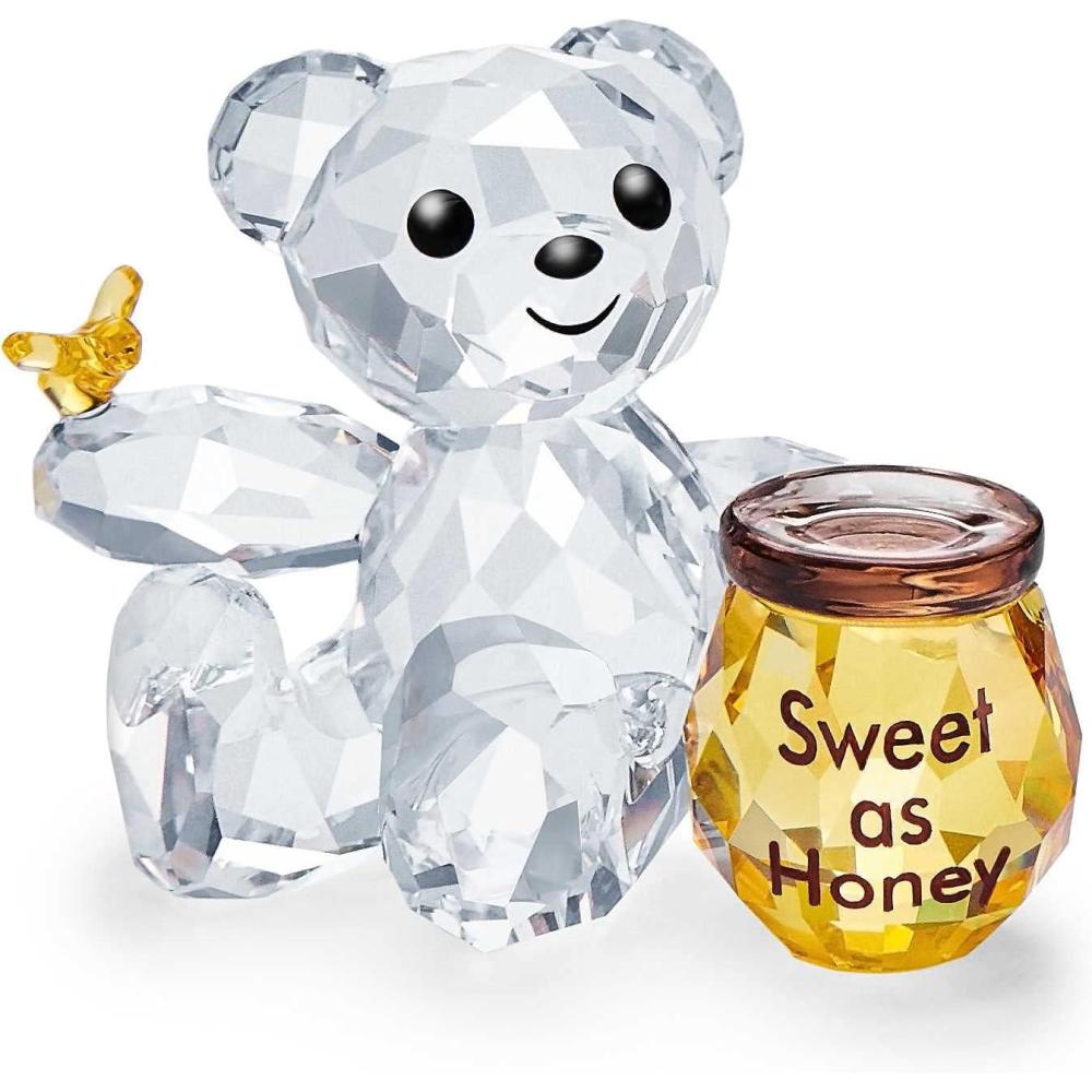 imageSWAROVSKI Kris Bears Sweet as Honey Figurine Clear Swarovski Crystal with a Yellow and Brown Accents Part of the Swarovski Kris Bears Collection