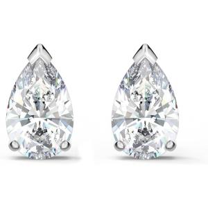Swarovski Attract Pear Jewelry Collection, Rhodium Finish, Clear Crystals(Stud Pierced Earrings)