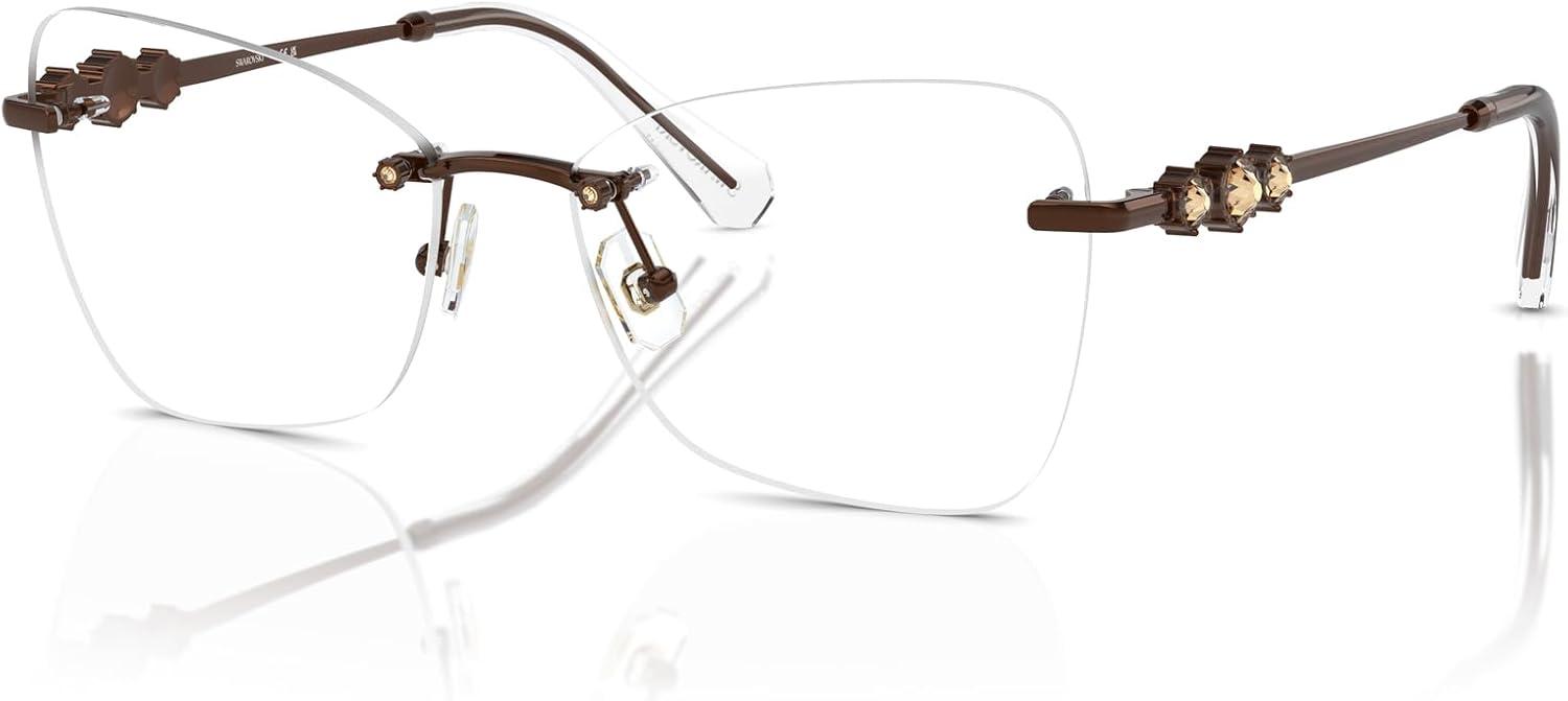 imageSwarovski womens Sk1014 Butterfly Prescription Eyewear FramesLight BrownDemo Lens