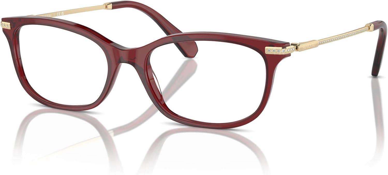 imageSwarovski womens Sk2017 Rectangular Prescription Eyewear FramesTransparent BurgundyDemo Lens
