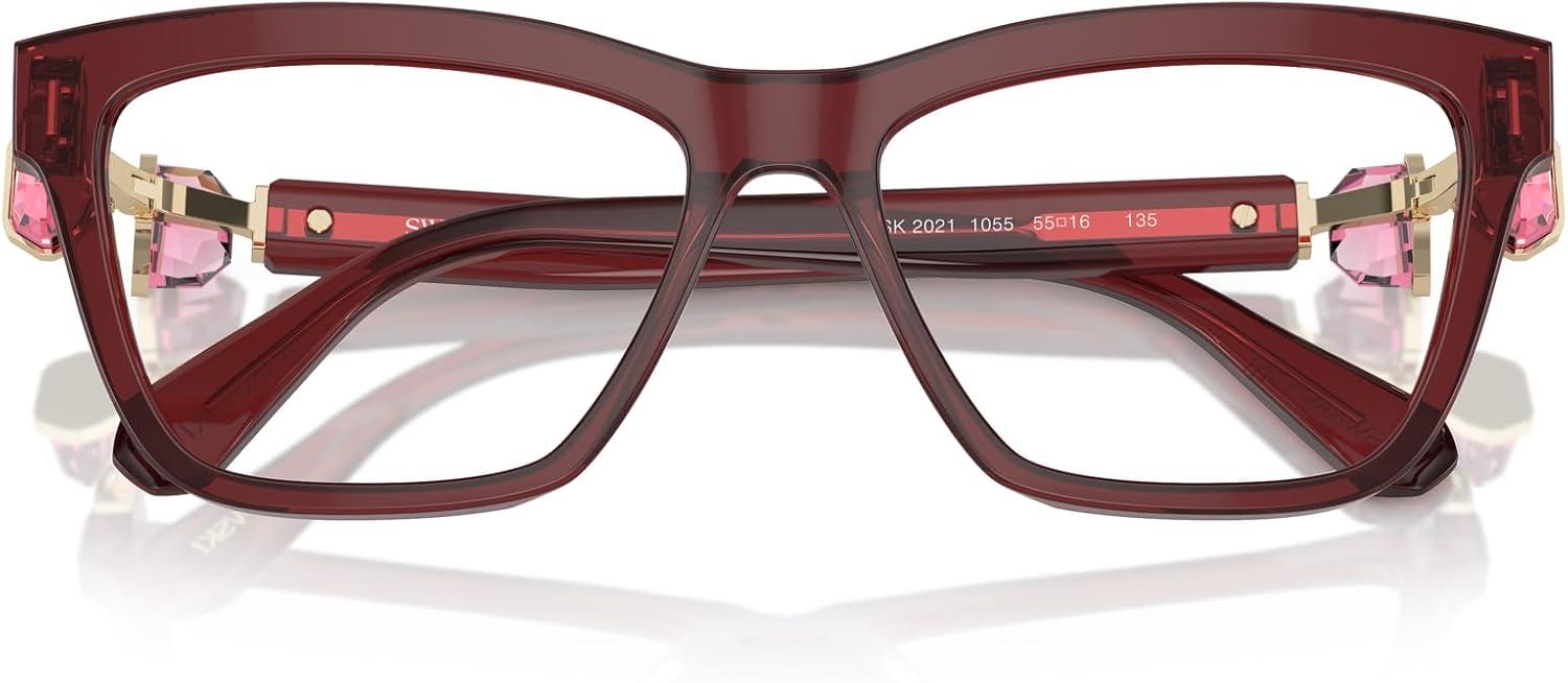 imageSwarovski womens Sk2021 Square Prescription Eyewear FramesTransparent BurgundyDemo Lens