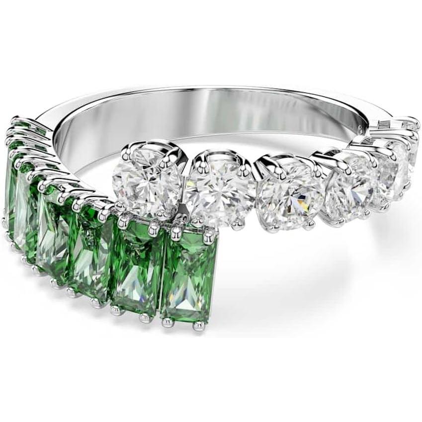 imageSwarovski Matrix Ring Mixed Cuts Green Crystals Rhodium FinishEU 60 US 875