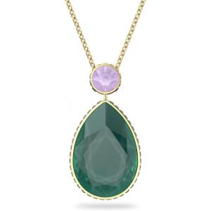Swarovski Chroma Crystal Pendant Necklace Collection, Gold Tone Finish Setting(Green and Lilac)