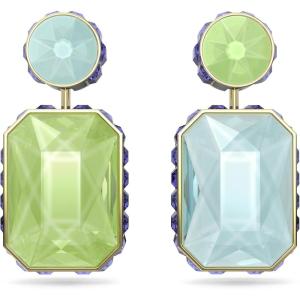 Swarovski Chroma Crystal Pendant Necklace Collection, Gold Tone Finish Setting(Green/Blue Earrings)