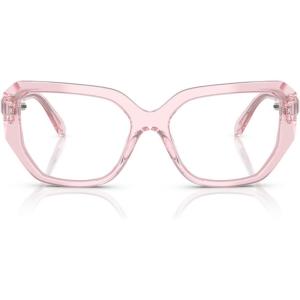 Swarovski Women’s Sk2035 Square Prescription Eyewear Frames(Transparent Pink/Demo Lens)