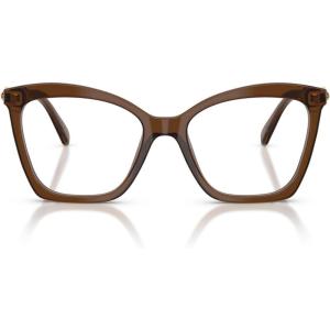 Swarovski Women’s Sk2053f Low Bridge Fit Cat Eye Prescription Eyewear Frames(Transparent Brown/Demo Lens)