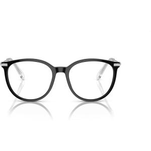 Swarovski womens Sk2009 Round Prescription Eyewear Frames(Black/Silver/Demo Lens)