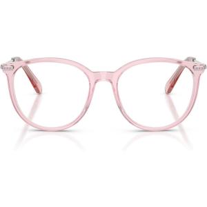 Swarovski womens Sk2009 Round Prescription Eyewear Frames(Transparent Pink/Demo Lens)