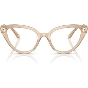 Swarovski womens Sk2028 Cat Eye Prescription Eyewear Frames(Milky Beige/Demo Lens)