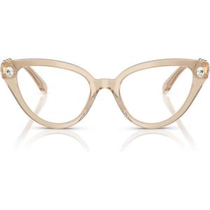 Swarovski womens Sk2028f Low Bridge Fit Cat Eye Prescription Eyewear Frames(Milky Beige/Demo Lens)