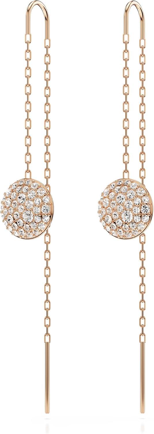 imageSwarovski Meteora Earrings Collection Meteor Inspired Design with Snow Pav of Clear Round CrystalsRose Gold Drop Earrings
